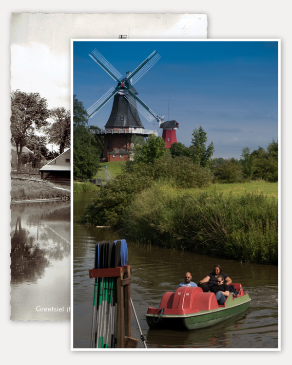 Zwillingsmühlen, Greetsiel (Farbbild: 2021)